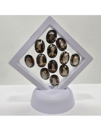 Lotto 12 Quarzi Fumè Taglio Ovale 12 x 16 mm - 95,96 ct