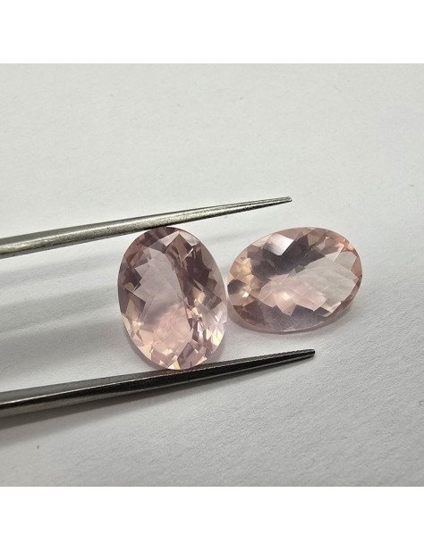 Lotto 2 Quarzi Rosa Taglio Ovale 12 x 16 mm - 15,54 ct