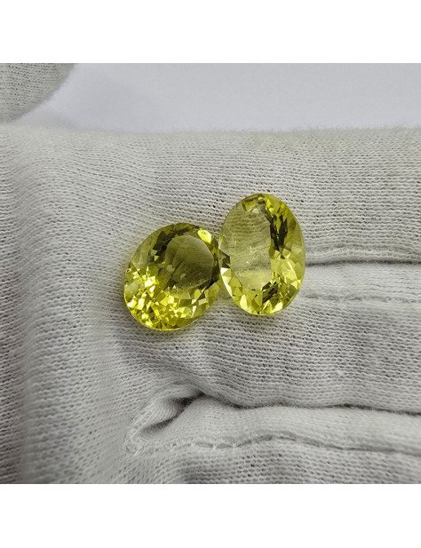 Lotto 2 Quarzi Lemon Taglio Ovale 12 x 16 mm - 16,08 ct
