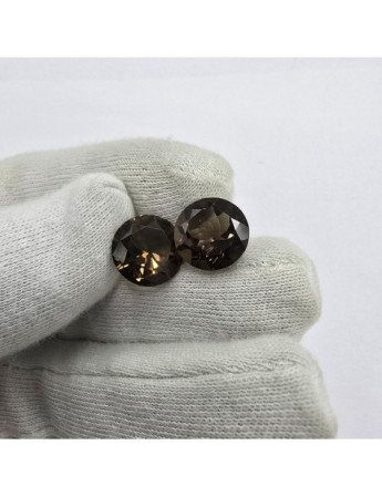 Lotto 2 Quarzi Fumé Taglio Rotondo 12 mm - 10,25 ct