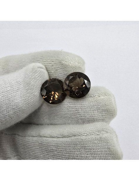 Lotto 2 Quarzi Fumé Taglio Rotondo 12 mm - 10,25 ct